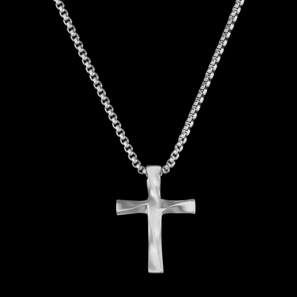 Pendentif Croix Ondulée en Acier Inoxydable
