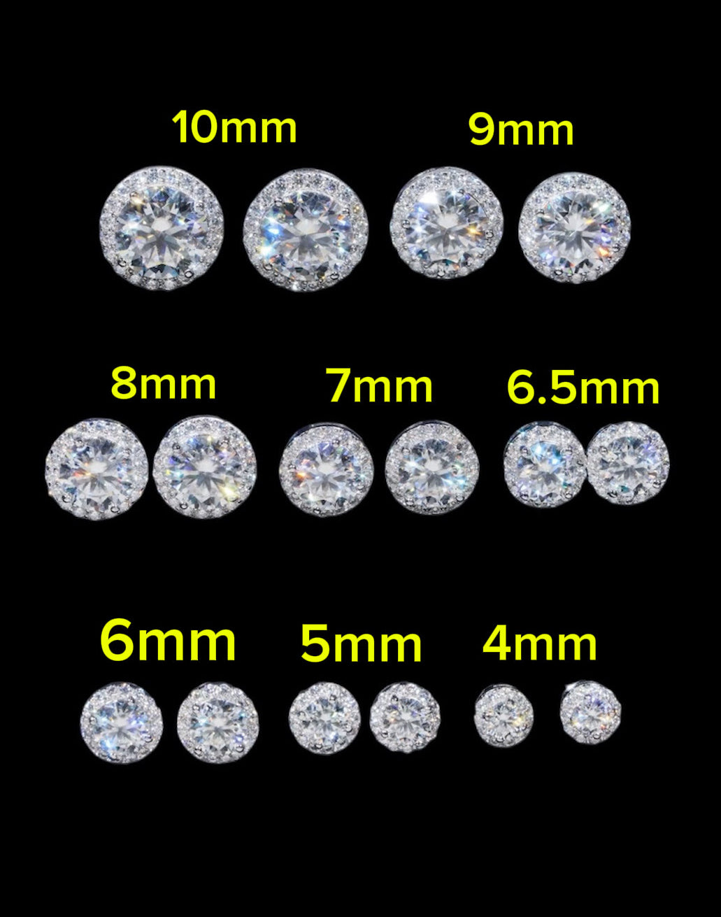 Boucles d'Oreilles Halo En Moissanite - Solitaire