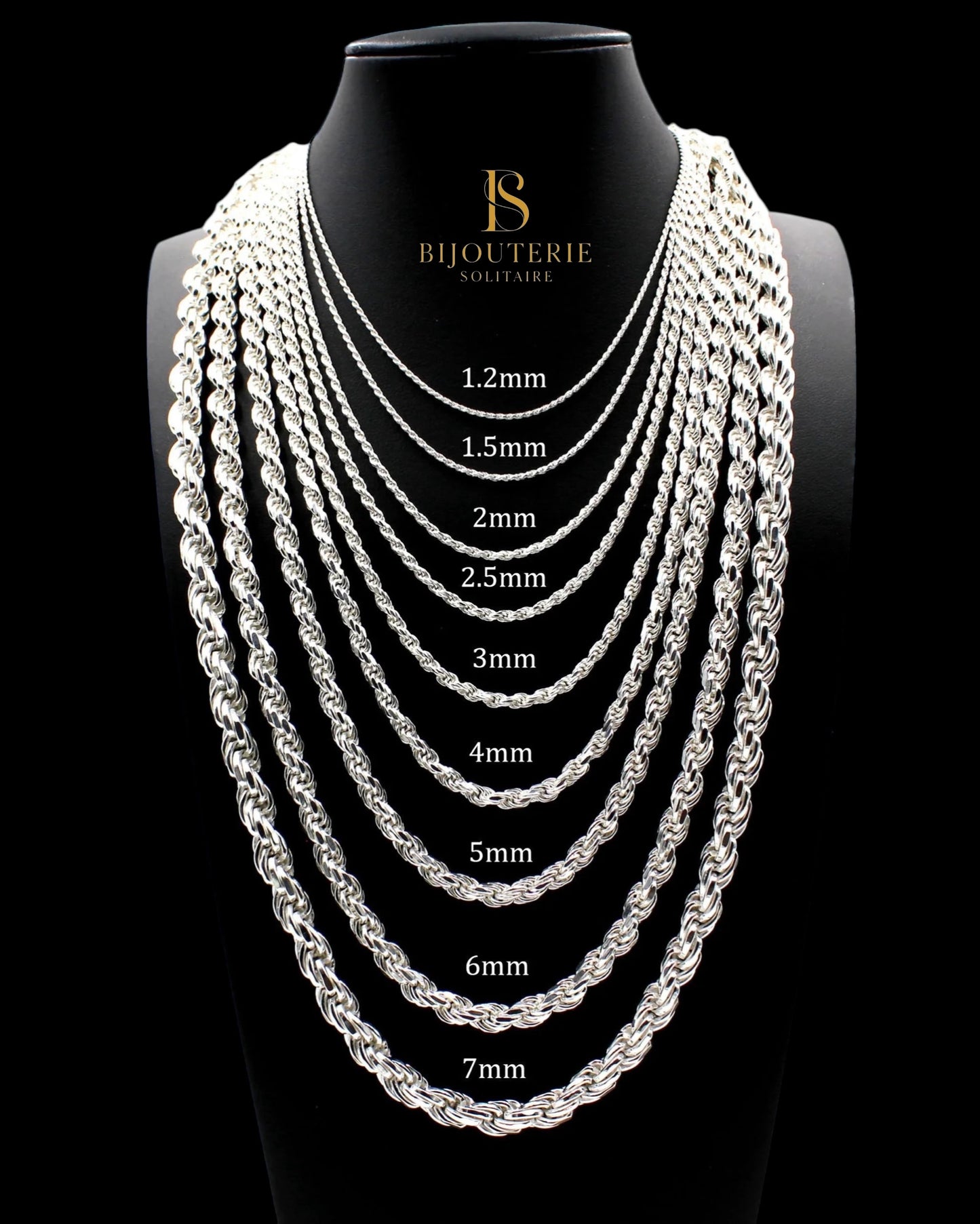 Chaîne Torsade Diamond Cut En Argent S925 - Solitaire