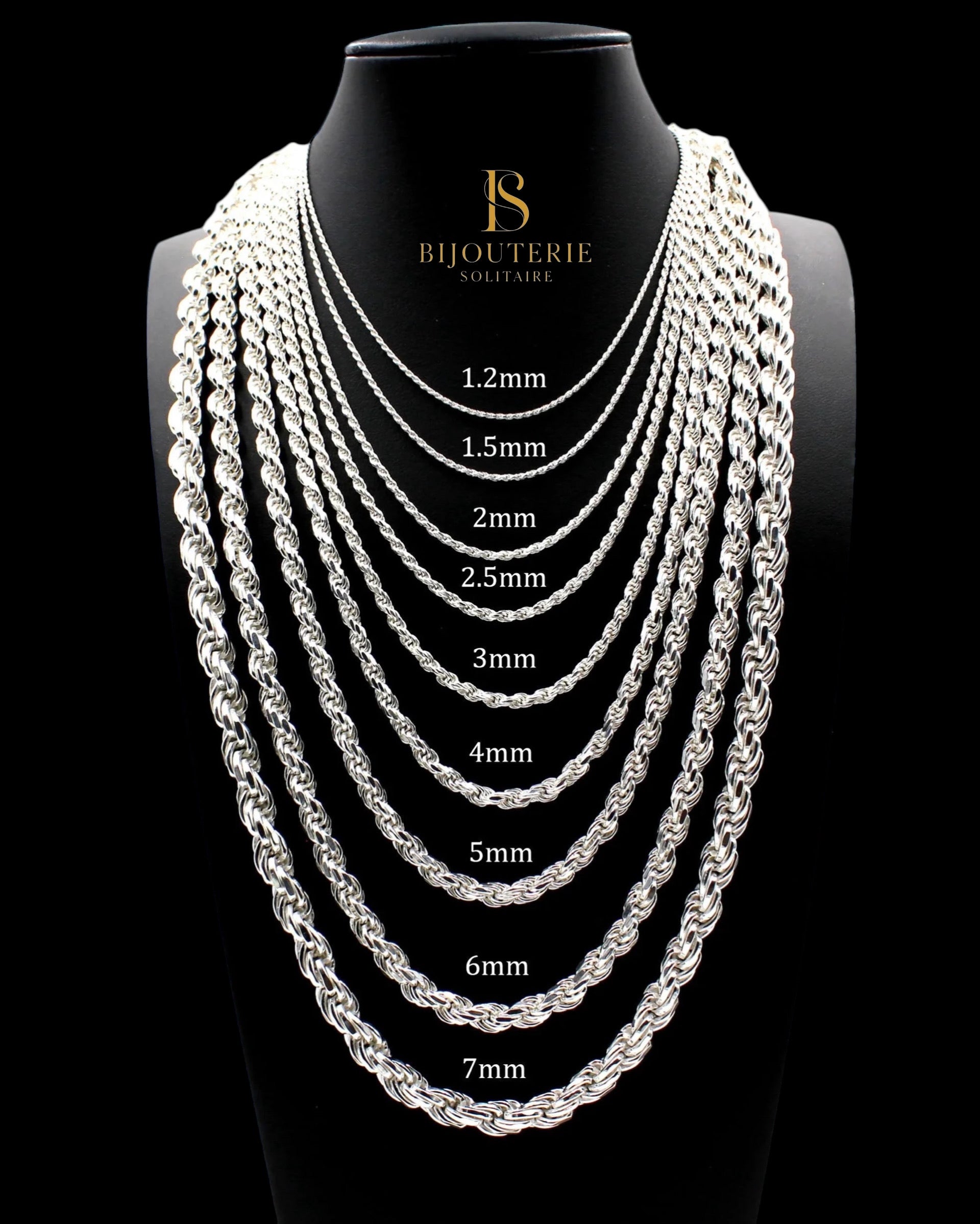 Chaîne Torsade Diamond Cut En Argent S925 - Solitaire