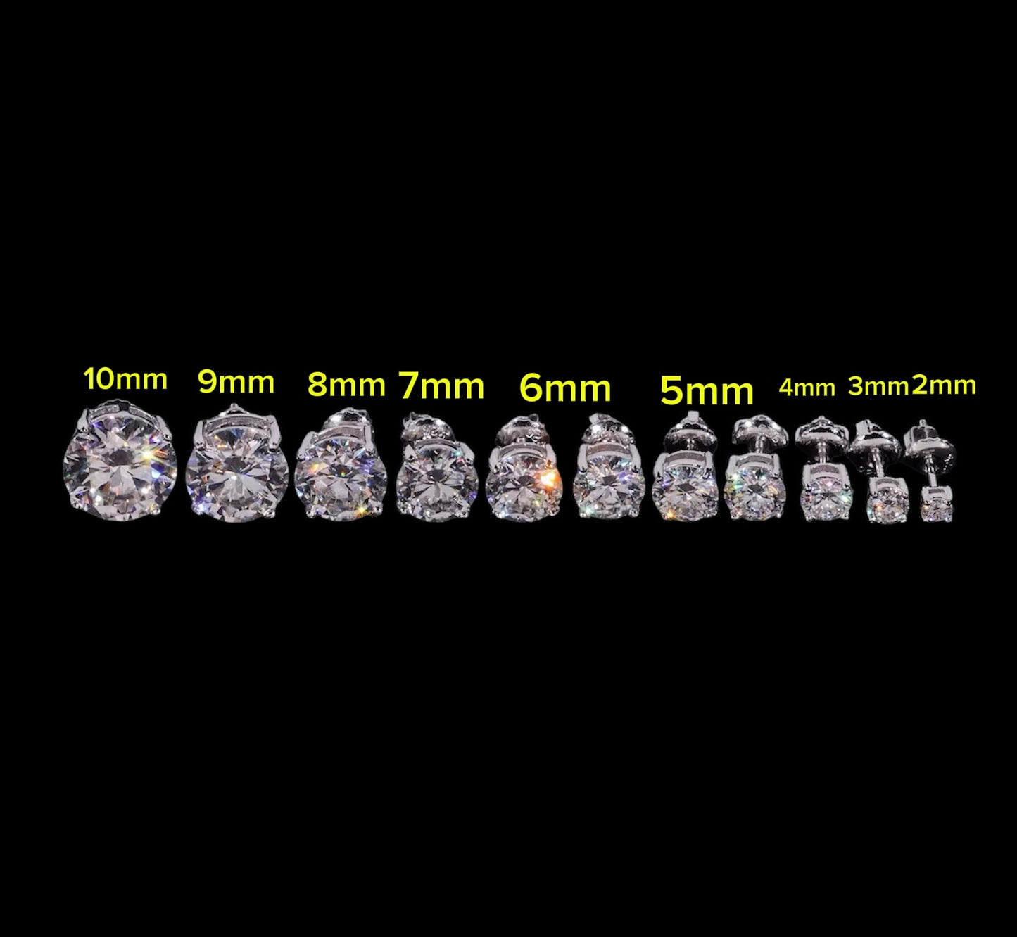 Studs Coupe Ronde En Moissanite - Solitaire