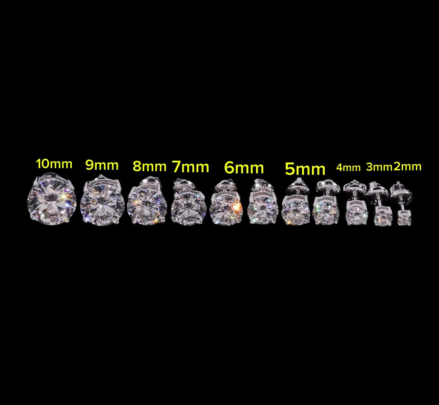 Studs Coupe Ronde En Moissanite - Solitaire