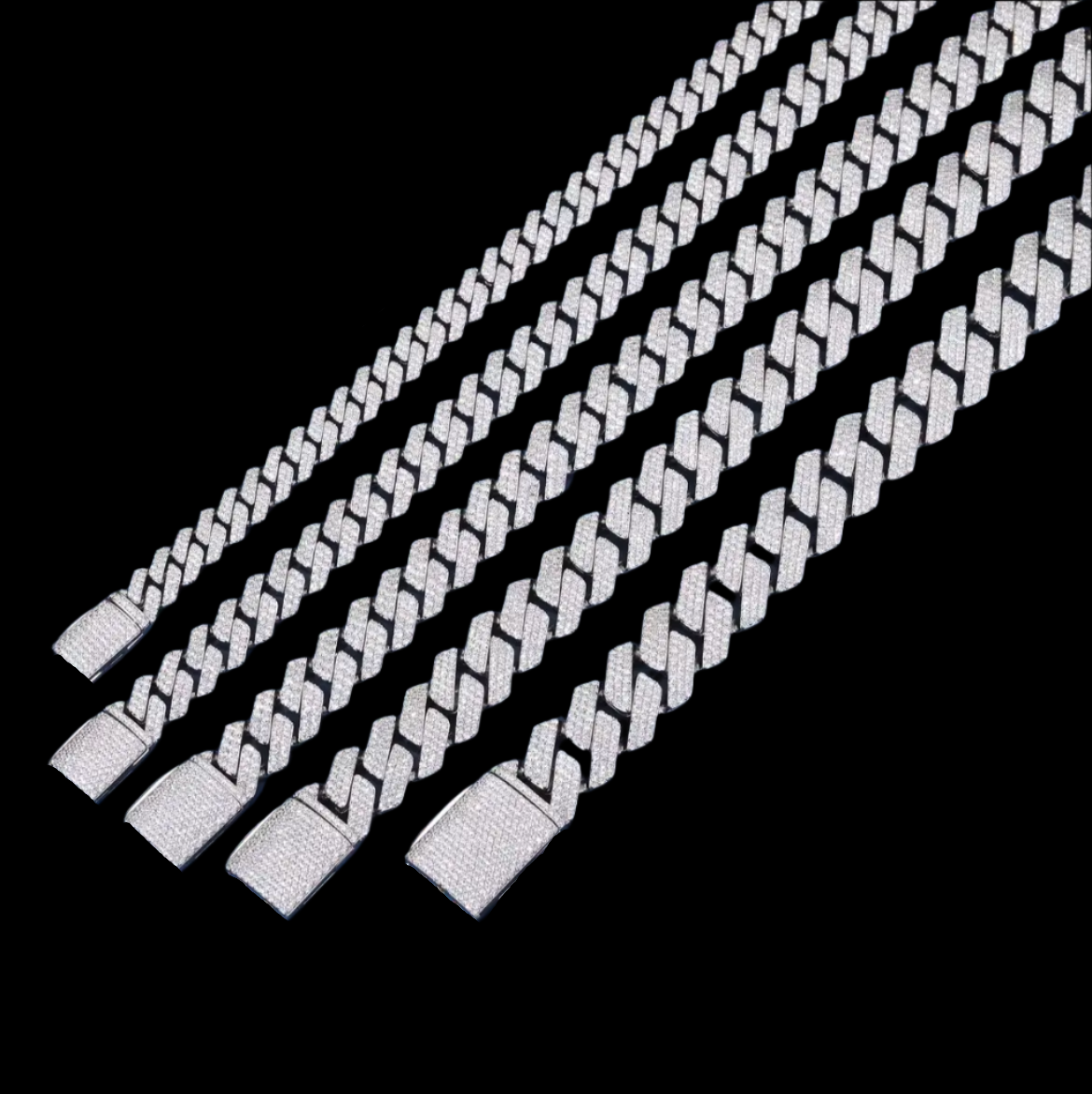 moissanite cuban link chain Solitaire